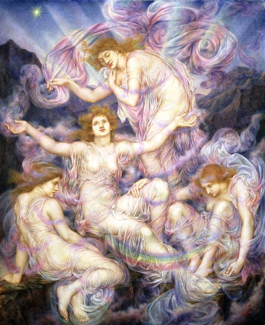 Daughters of the Mist, vintage artwork by Evelyn de Morgan, 12x8" (A4) Poster