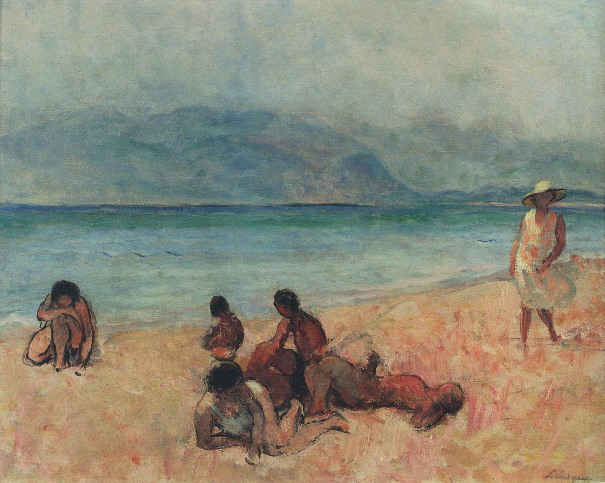 Bathers at Saint Tropez, vintage artwork by Henri Lebasque, 12x8" (A4) Poster