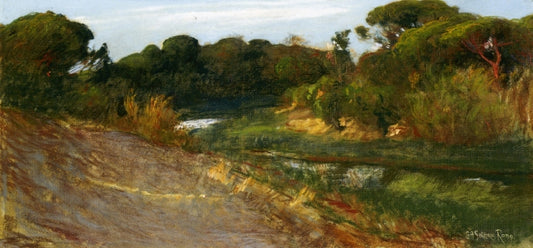 An outlet of the Fosano Canal, vintage artwork by Giulio Aristide Sartorio, 12x8" (A4) Poster