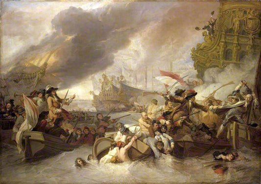 The Battle of La Hogue, 23 May 1692 (copy after Benjamin West), vintage artwork by George Paul Chambers, Sr., A3 (16x12") Poster Print