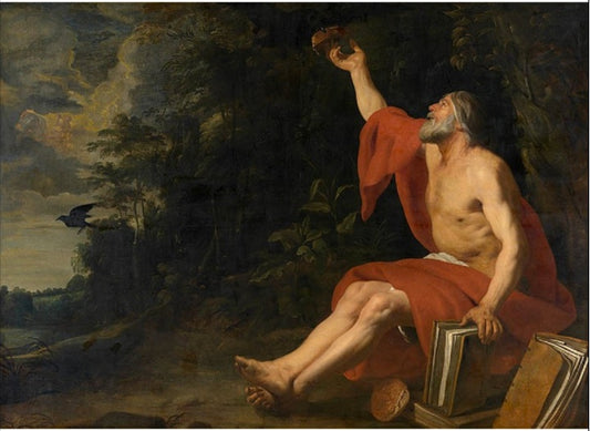 The Prophet Elijah Fed by  a Raven, vintage artwork by Gaspard de Crayer, 12x8" (A4) Poster