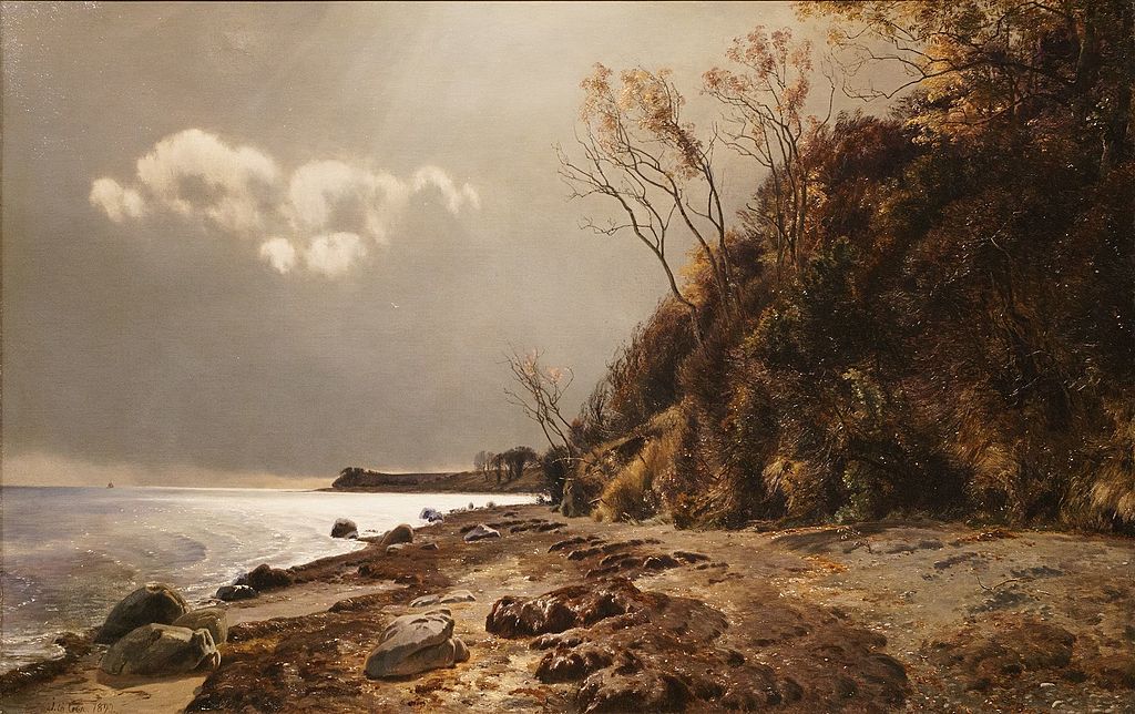 The Shore at Moesgard, vintage artwork by Janus La Cour, 12x8" (A4) Poster