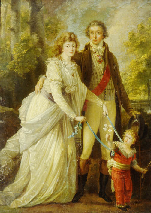 Count Nikolai Tolstoy with his wife Anna Ivanovna and their son Alexander, vintage artwork by Angelica Kauffmann, 12x8" (A4) Poster