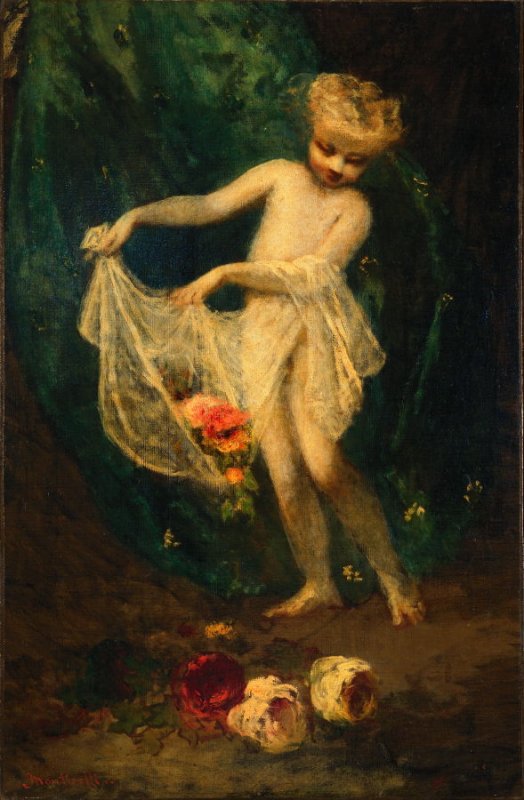 Cupid's Offering, vintage artwork by Adolphe-Joseph-Thomas Monticelli, 12x8" (A4) Poster