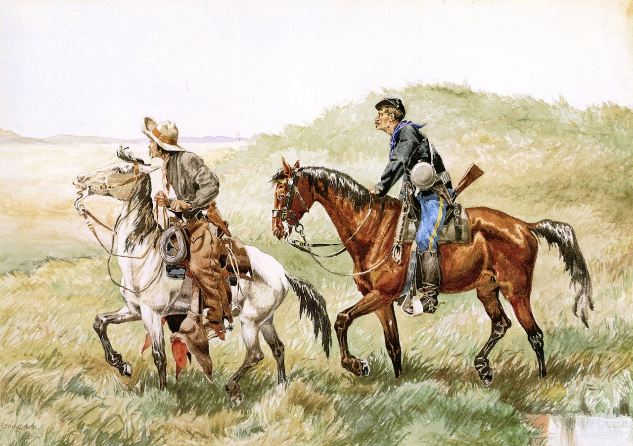 The Couriers, vintage artwork by Frederic Remington, 12x8" (A4) Poster