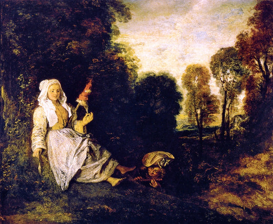 The Indiscreet Man, vintage artwork by Jean-Antoine Watteau, 12x8" (A4) Poster