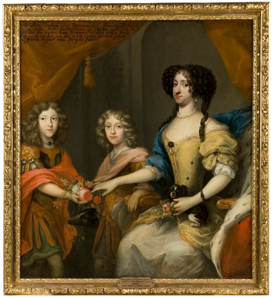 Anna Sofia, Princess of Denmark, Electress of Saxony, and Her Sons, vintage artwork by David von Krafft, 12x8" (A4) Poster