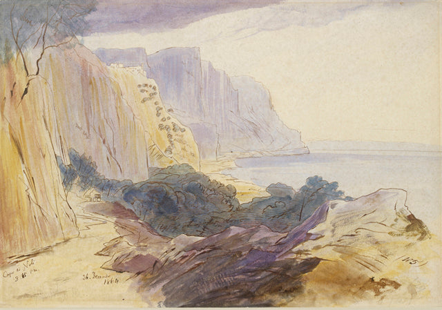 Capo di Noli, Alassio, vintage artwork by Edward Lear, A3 (16x12") Poster Print