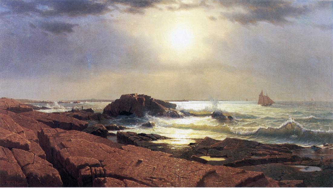 Indian Rock, Narragansett, vintage artwork by William Stanley Haseltine, 12x8" (A4) Poster