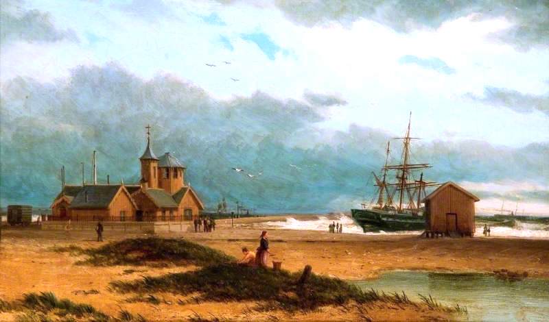 The Wreck off the South Pier, vintage artwork by Duncan Fraser McLea, 12x8" (A4) Poster