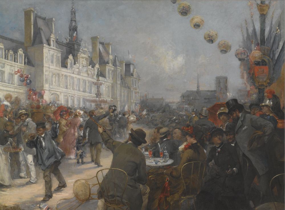 Bastille Day, vintage artwork by Leon Etienne Tournes, 12x8" (A4) Poster