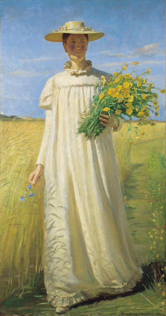 Anna Ancher Returning from the Field, vintage artwork by Michael Peter Ancher, 12x8" (A4) Poster