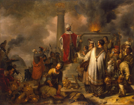 Jeroboam's Sacrifice at Bethel, vintage artwork by Gerbrand van den Eeckhout, 12x8" (A4) Poster