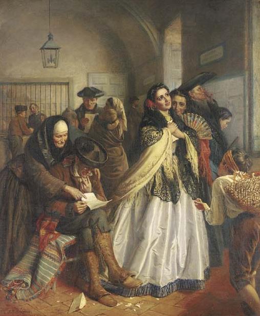 A Spanish Post Office, vintage artwork by John Bagnold Burgess, 12x8" (A4) Poster