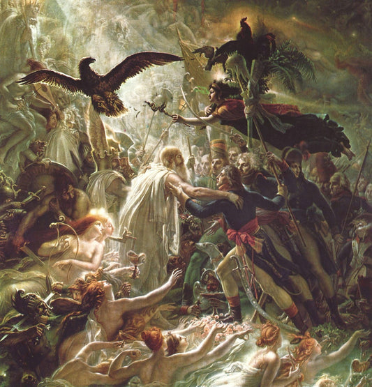 Ossian receiving the ghosts of the French heroes, vintage artwork by Anne-Louis Girodet de Roussy-Trioson, 12x8" (A4) Poster