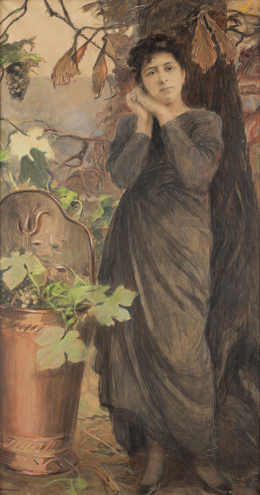 Portrait of Jesienna, vintage artwork by Theodor Axentowicz, 12x8" (A4) Poster