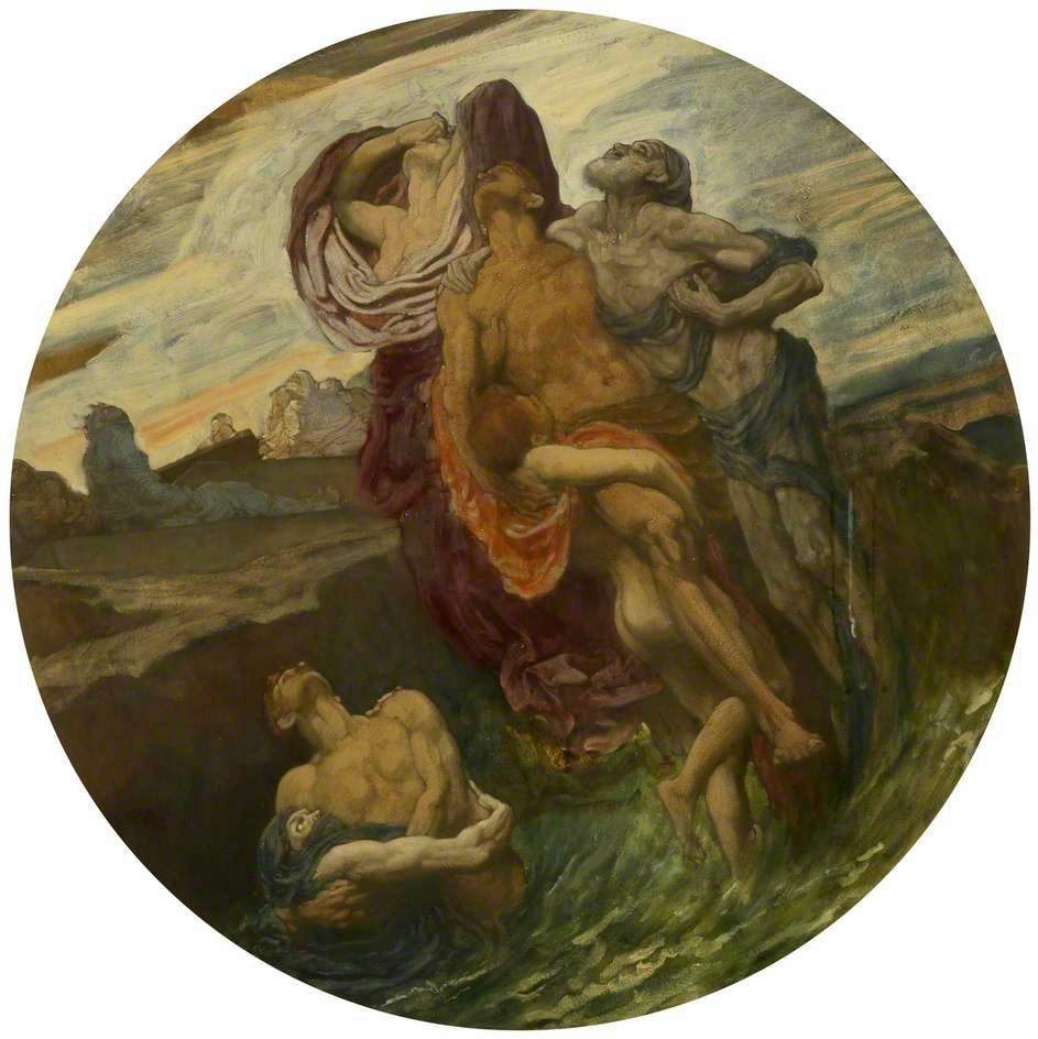 And the Sea Gave up its Dead which were in it (Study), vintage artwork by Sir Frederic Lord Leighton, 12x8" (A4) Poster