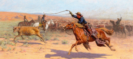 The Roundup, vintage artwork by Richard Lorenz, 12x8" (A4) Poster