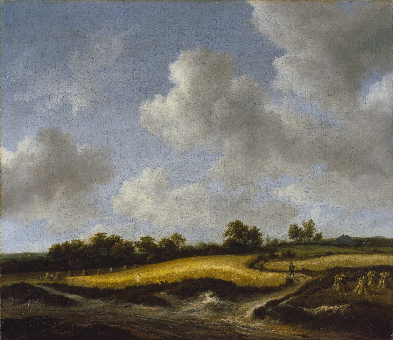 Landscape with a Wheatfield, vintage artwork by Jacob van Ruisdael, 12x8" (A4) Poster