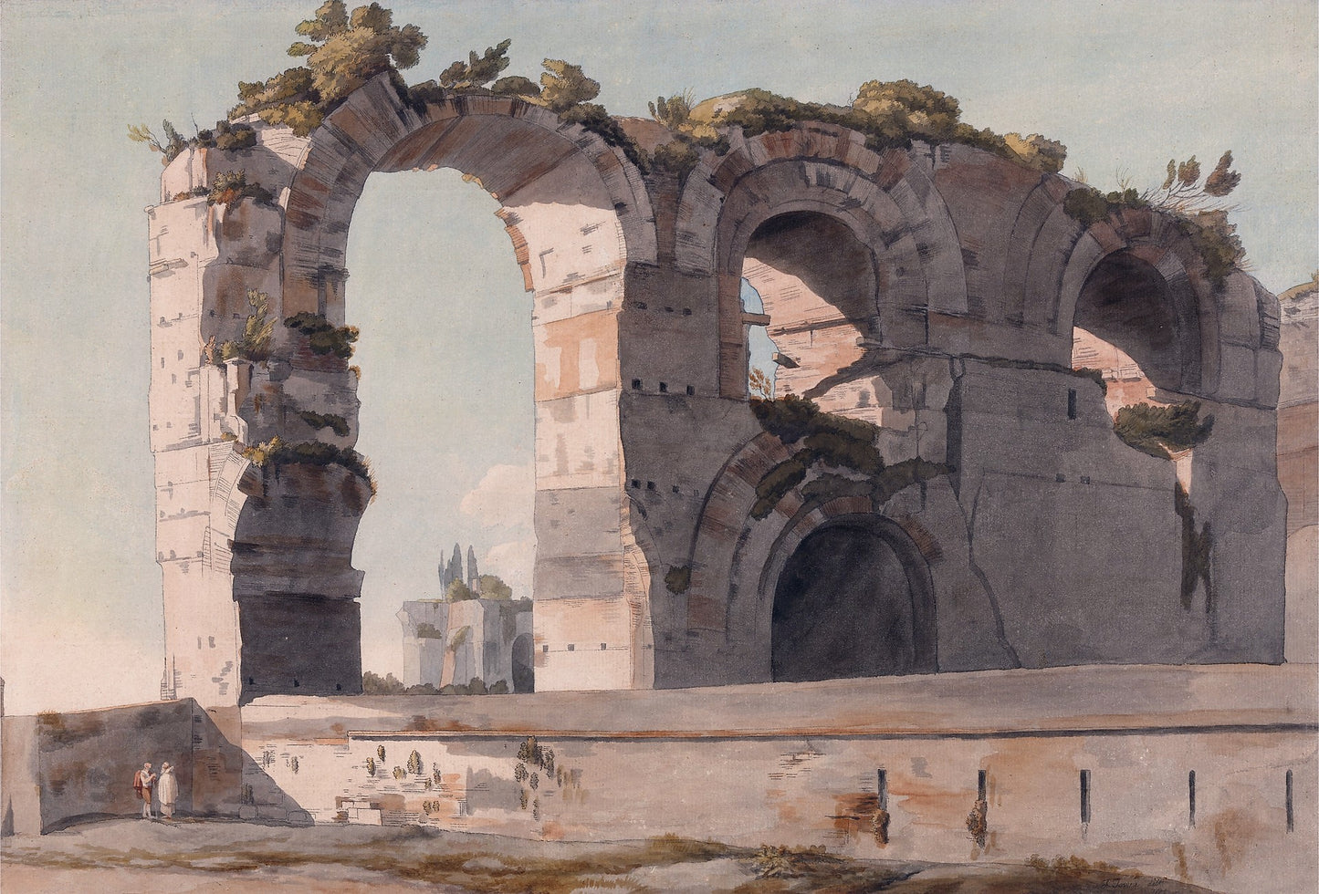 The Claudian Aquaduct, Rome, vintage artwork by Francis Towne, 12x8" (A4) Poster