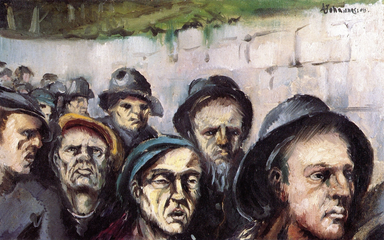 Workers, vintage artwork by Aksel Waldemar Johannessen, 12x8" (A4) Poster
