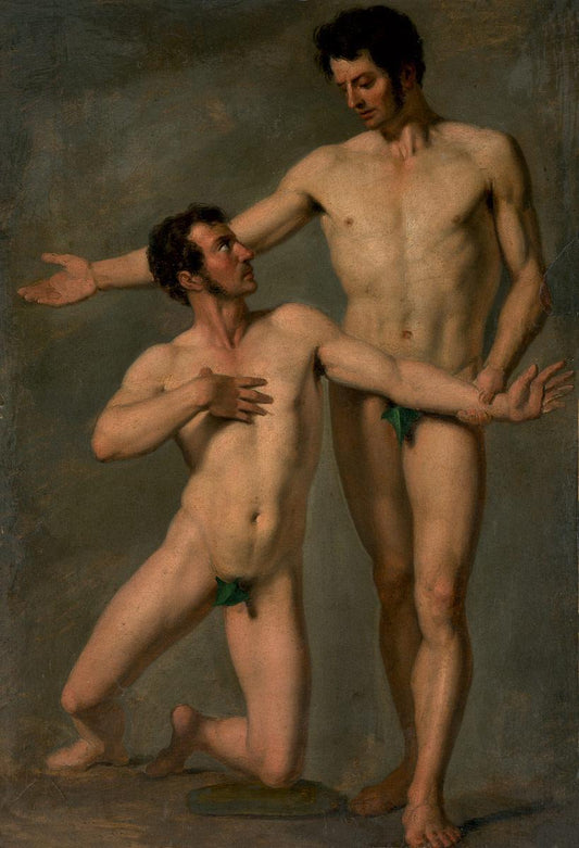 Two Male Nudes, vintage artwork by François-Xavier Fabre, 12x8" (A4) Poster