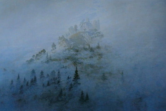 Morning Mist in the Mountains, vintage artwork by Caspar David Friedrich, 12x8" (A4) Poster