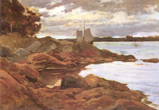 Close of Day on the Maine Shore, vintage artwork by Willard Leroy Metcalf, 12x8" (A4) Poster