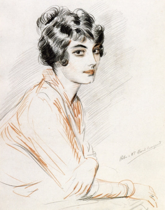 Portrait of Madame Marcel Cassaguet, vintage artwork by Paul Cesar Helleu, 12x8" (A4) Poster