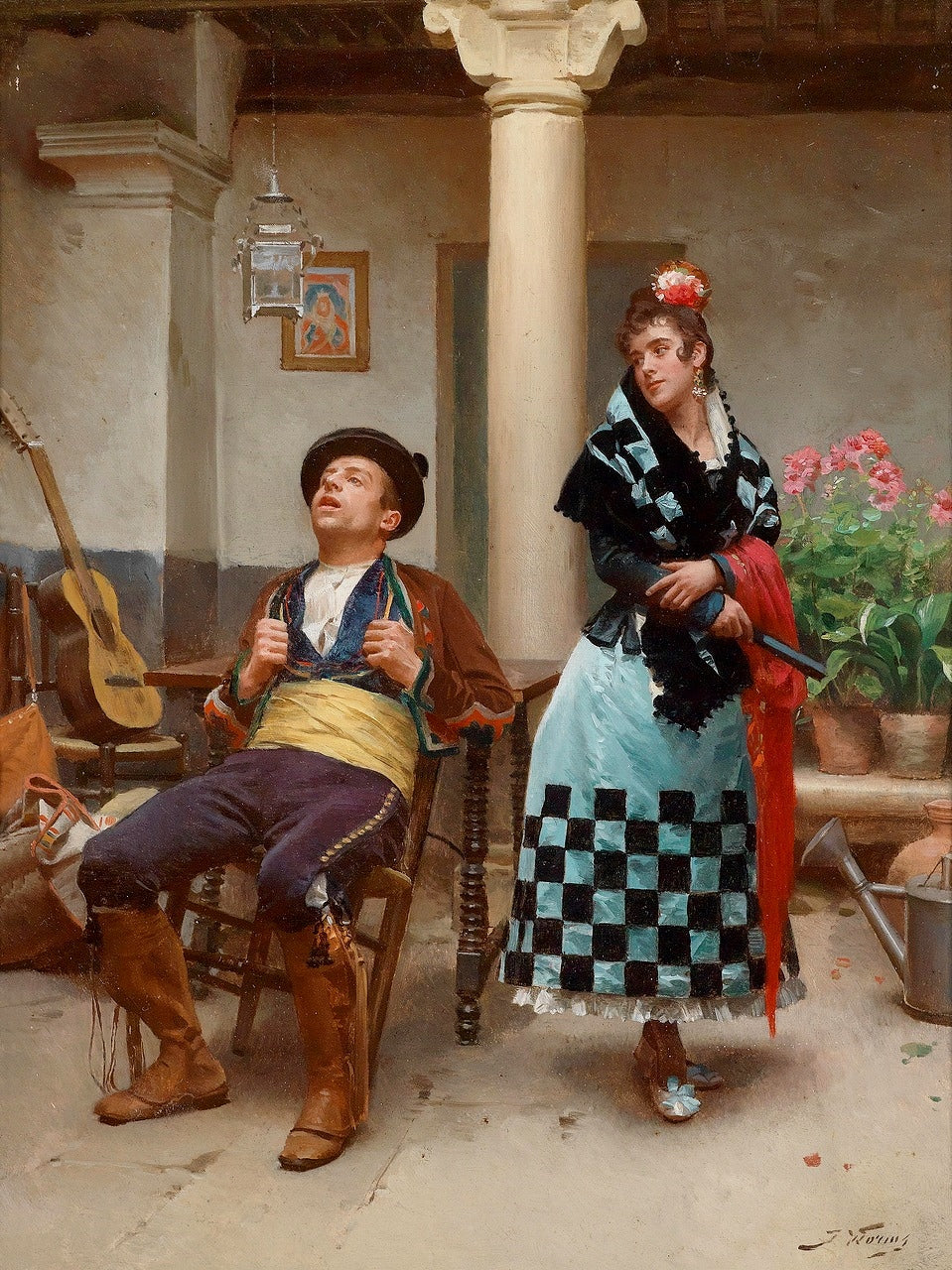 The Exhausted Musician, vintage artwork by Jules Worms, 12x8" (A4) Poster