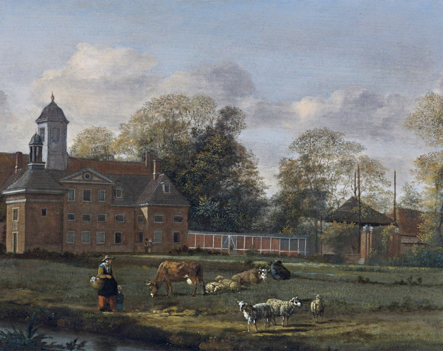 View of Goudestein Castle near Maarssen, vintage artwork by Jan van der Heyden, 12x8" (A4) Poster