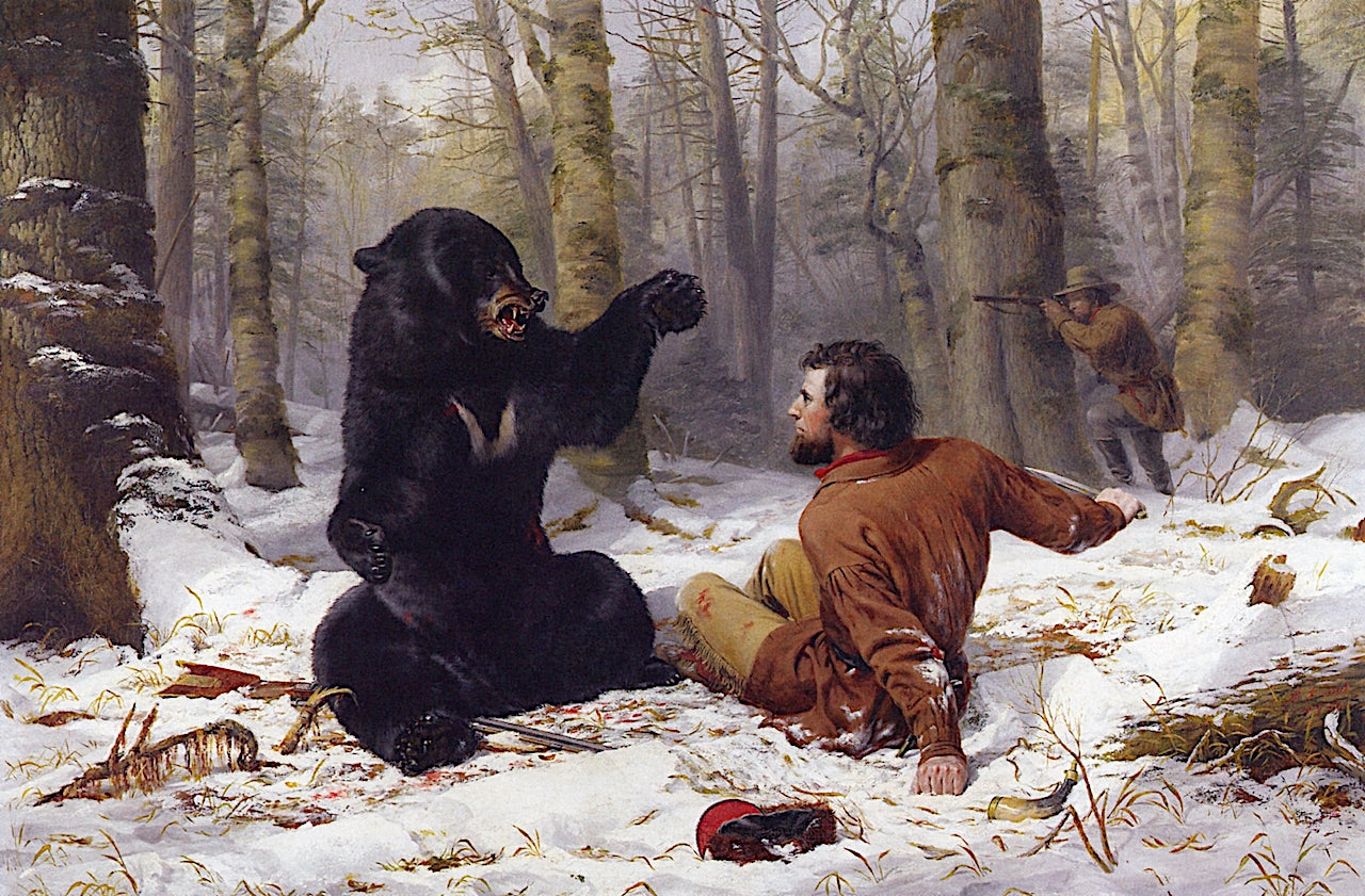 A Tight Fix—Bear Hunting, Early Winter, vintage artwork by Arthur Fitzwilliam Tait, A3 (16x12") Poster Print