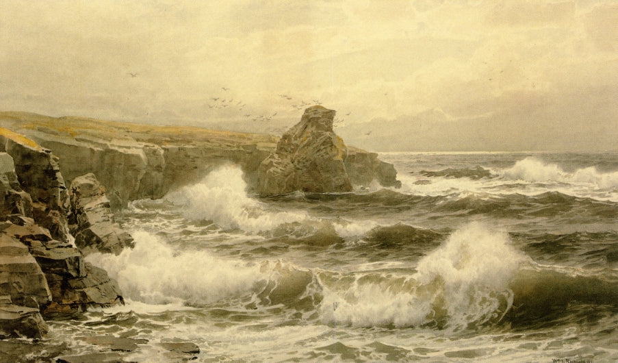 Breaking Water, vintage artwork by William Trost Richards, 12x8" (A4) Poster
