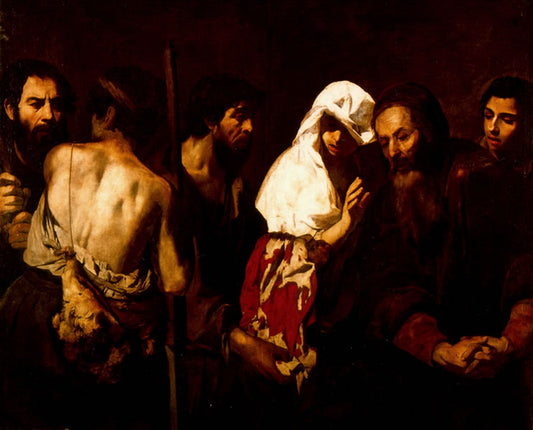 Jacob contemplates the bloodied clothes of his son Joseph, vintage artwork by Aniello Falcone, 12x8" (A4) Poster