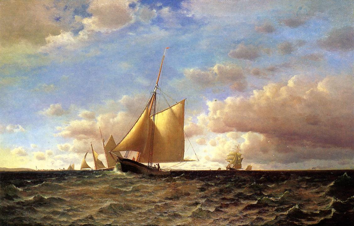After the Equinotial, off Sandy Hook, vintage artwork by Francis A. Silva, 12x8" (A4) Poster
