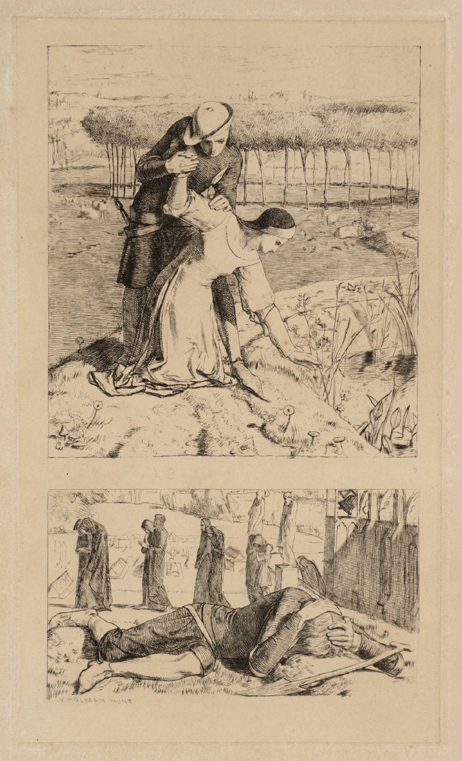 My Beautiful Lady, frontispiece for "The Germ", vintage artwork by William Holman Hunt, 12x8" (A4) Poster