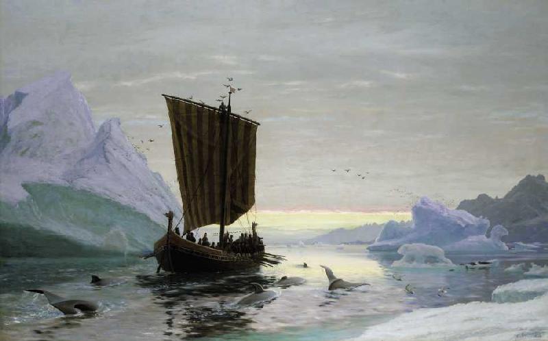 Erik Röde Discovers Greenland, vintage artwork by Carl Rasmussen, 12x8" (A4) Poster