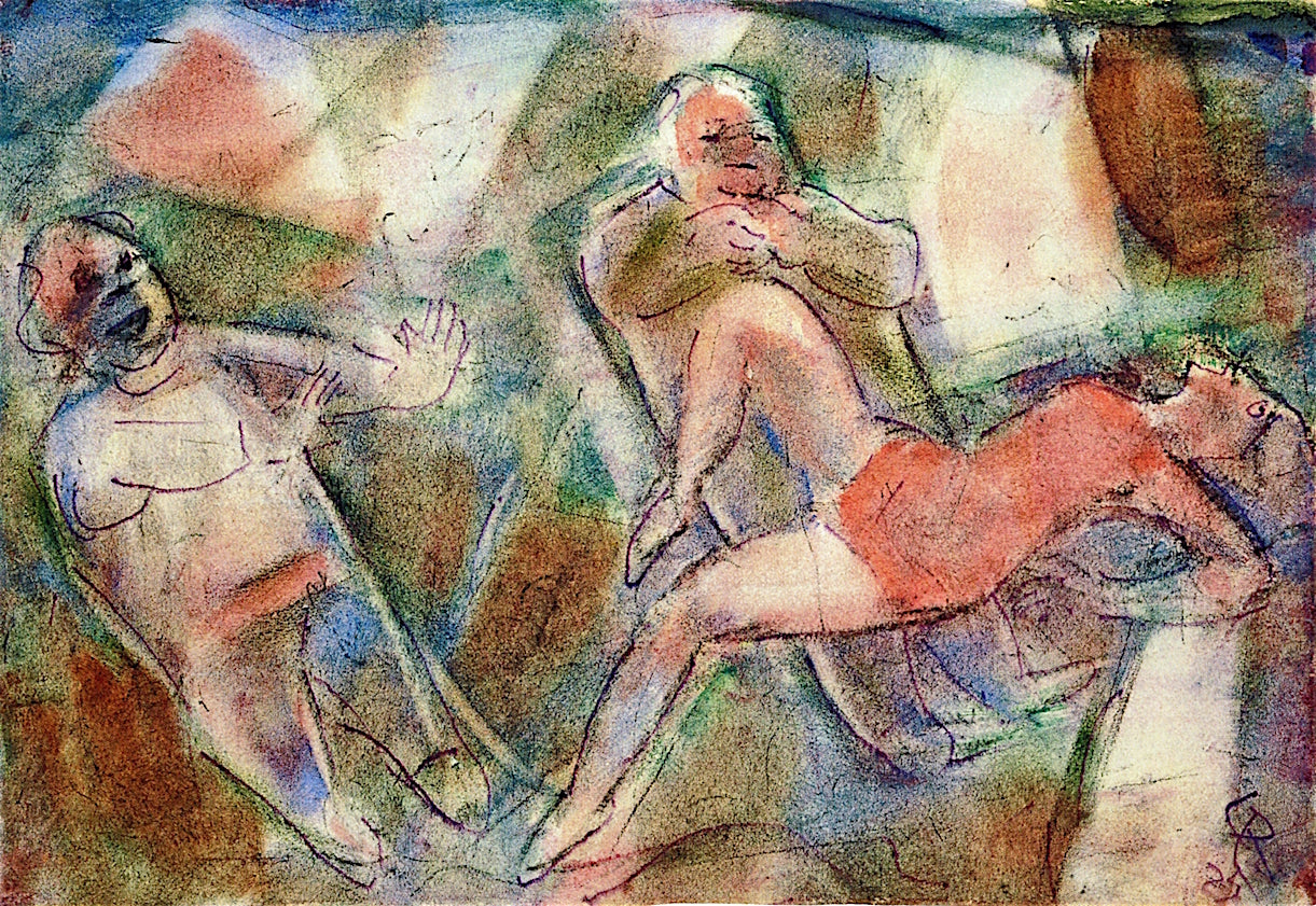 Brothel Scene, vintage artwork by Christian Rohlfs, 12x8" (A4) Poster