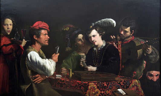 Les Tricheurs, vintage artwork by Pietro Paolini, 12x8" (A4) Poster