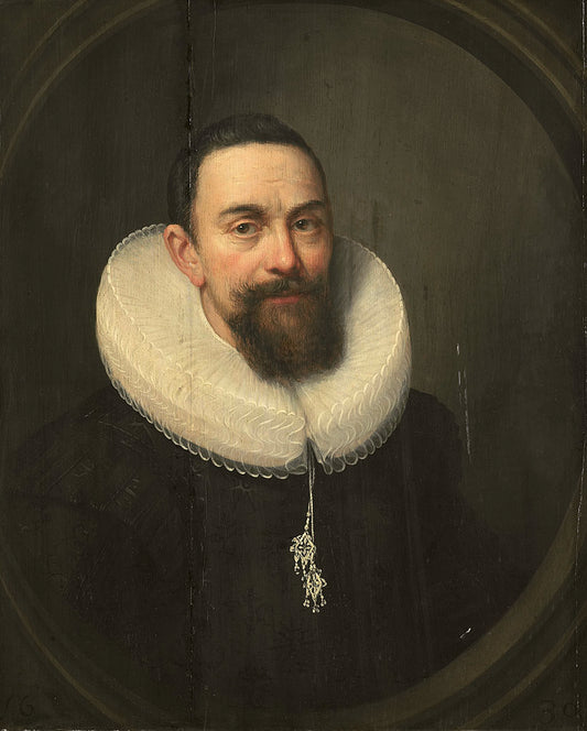 Portrait of Ridder Pieter Courten, vintage artwork by Salomon Mesdach, 12x8" (A4) Poster