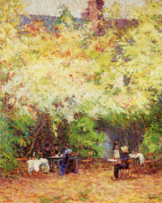 Luncheon in the Garden, vintage artwork by Wynford Dewhurst, 12x8" (A4) Poster
