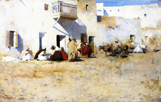 Afternoon in the Streets of Biskra, vintage artwork by Willard Leroy Metcalf, 12x8" (A4) Poster