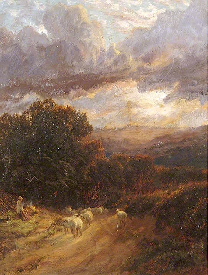 Sheep at Dusk, vintage artwork by George Vicat Cole, 12x8" (A4) Poster