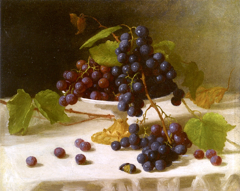 Still Life with Grapes in a Footed Bowl, vintage artwork by John F. Francis, A3 (16x12") Poster Print