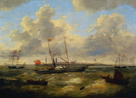 Arrival of the Yacht of Queen Victoria in Ostend, vintage artwork by Charles Louis Verboeckhoven, A3 (16x12") Poster Print