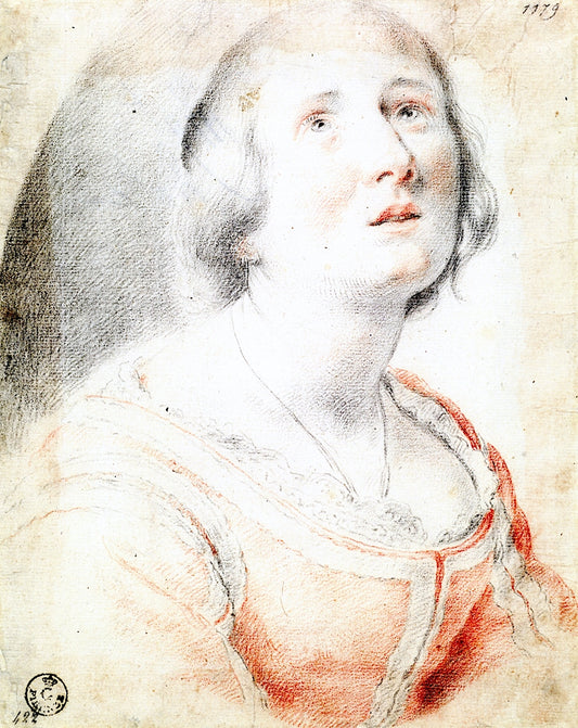 Bust Length Female Figure, vintage artwork by Carlo Dolci, 12x8" (A4) Poster
