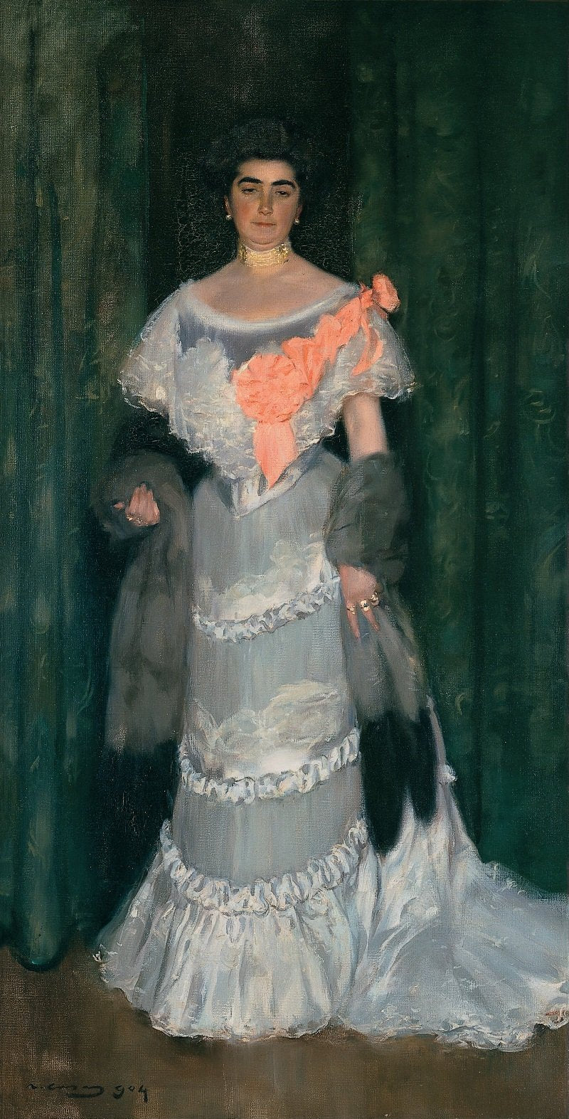 Montserrat Casas in Evening Dress by Ramon Casas y Carbo,A3(16x12")Poster