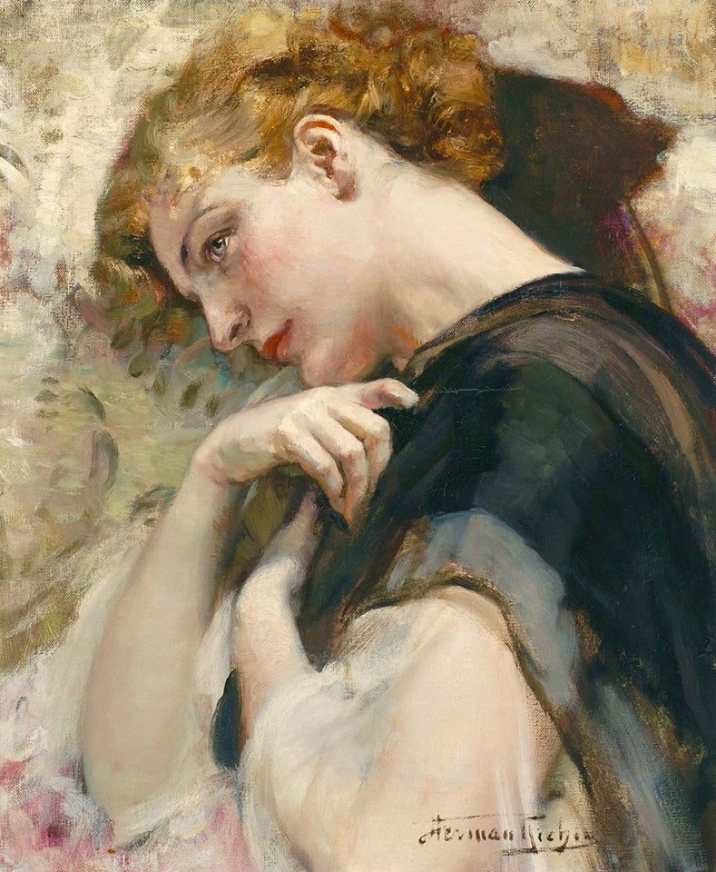 Un regard dans le passe, vintage artwork by Herman Jean Joseph Richir, 12x8" (A4) Poster