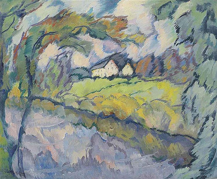 Cottage by the river by Johann Walter-Kurau,A3(16x12")Poster