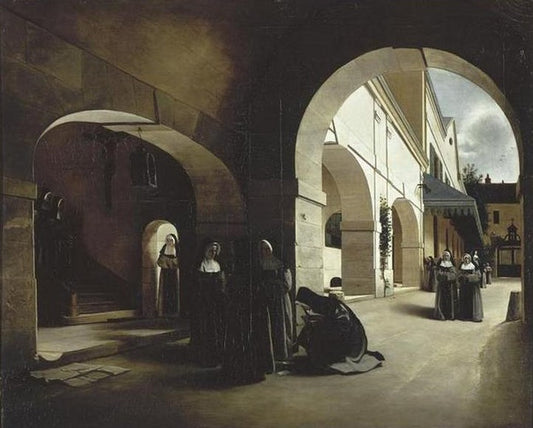 L'Ave Maria: Interieur du convent d'Aramont, vintage artwork by François Bonvin, A3 (16x12") Poster Print